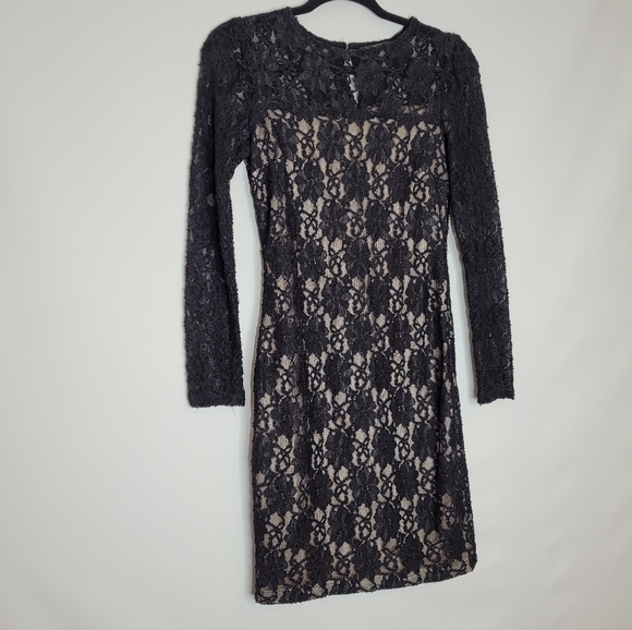 Zara Black Lace Flower Embroidered Dress - Picture 4 of 12